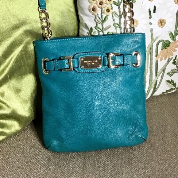 MICHAEL KORS CROSSBODY BAG TEAL/TURQUOISE AND GOLD HARDWARE - Picture 5 of 7